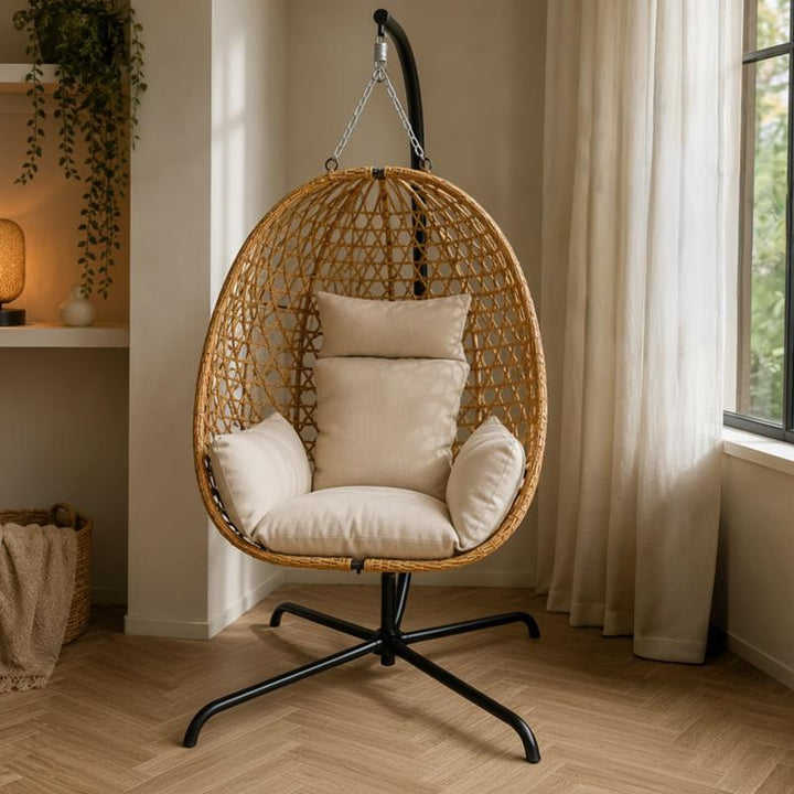 Hangstoel met standaard - bruin - 1