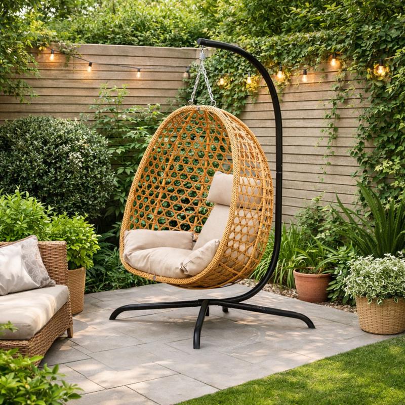 Hangstoel met standaard - bruin - 4