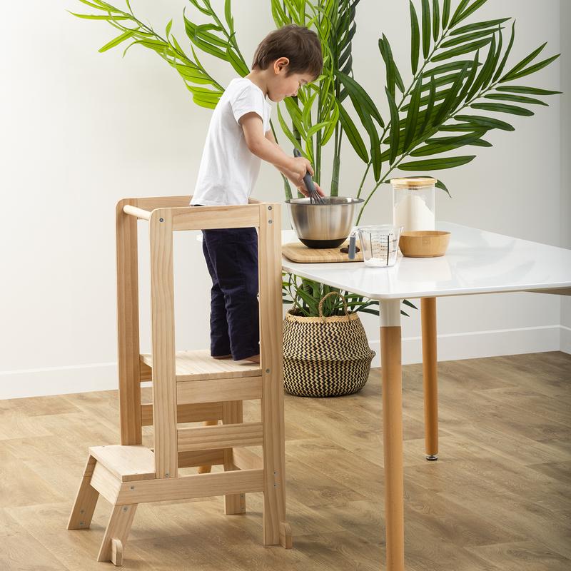 Houten leertoren / keukenhulp - bruin - 4
