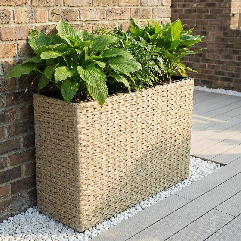 Rattan plantenbak 3-in-1 - lichtbruin - 1