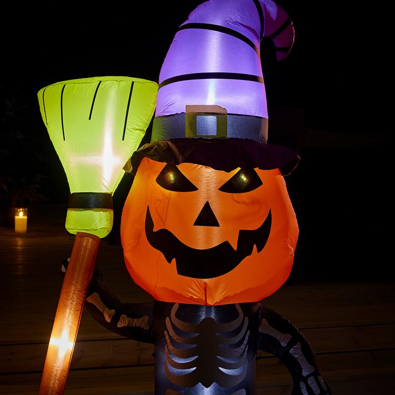 Opblaasbare Halloween decoratie pompoen skelet - 6