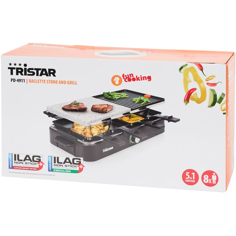 Tristar raclette- en gourmetset met steengrill - 9