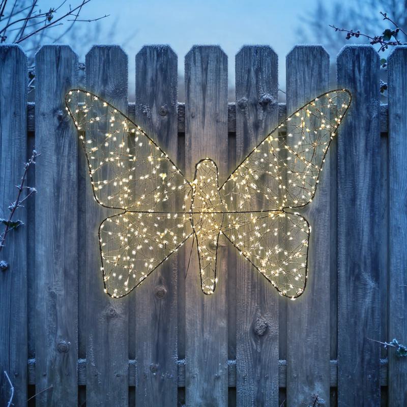 XL vlinder met kerstverlichting - voor buiten - 4