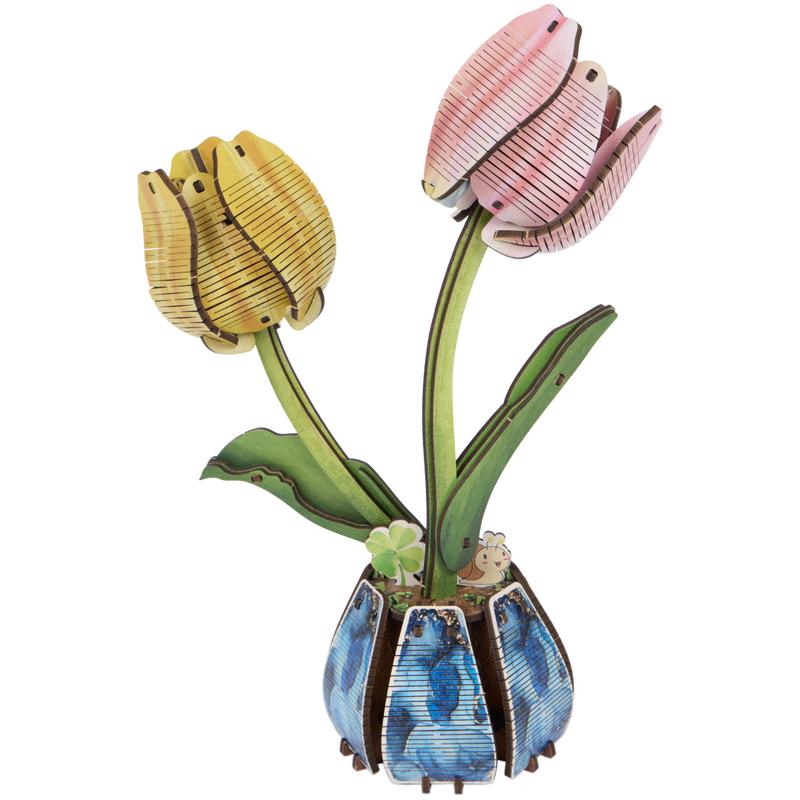 Houten 3D bloemenpuzzelset - 6