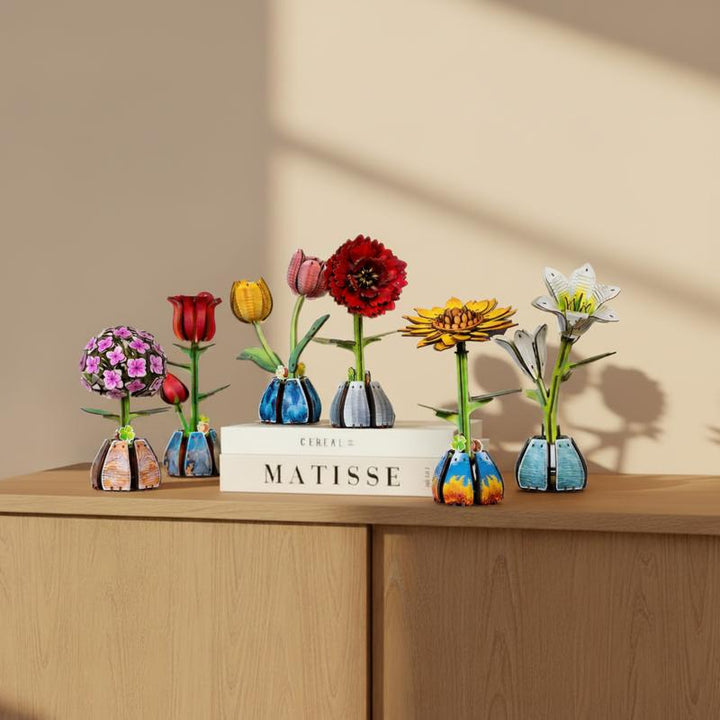 Houten 3D bloemenpuzzelset - 1