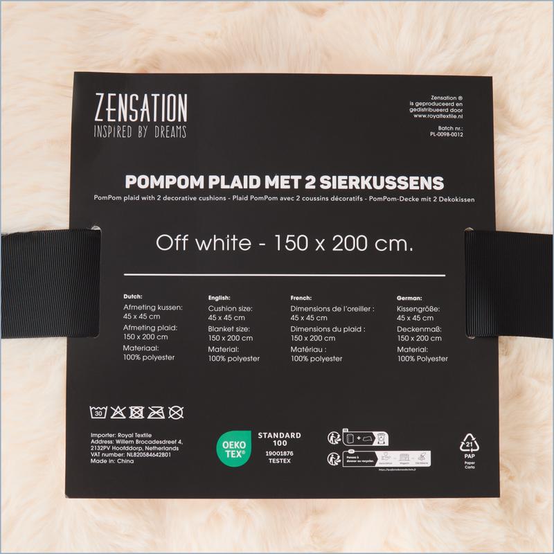 Pom Pom Fur plaid met kussens - crème-wit - 11