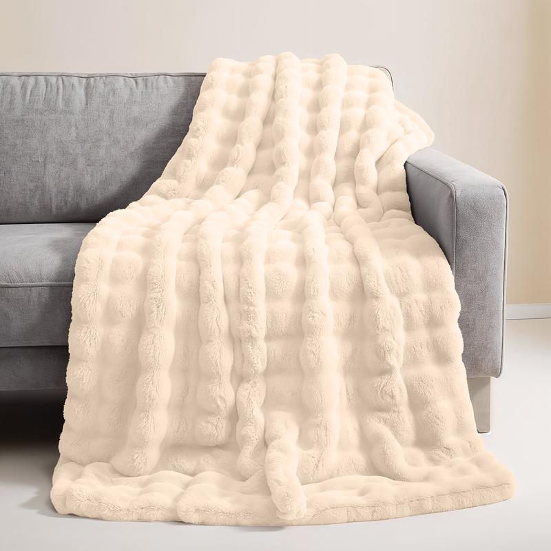 Pom Pom Fur plaid met kussens - crème-wit - 8