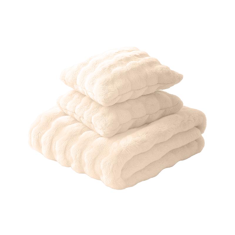 Pom Pom Fur plaid met kussens - crème-wit - 2