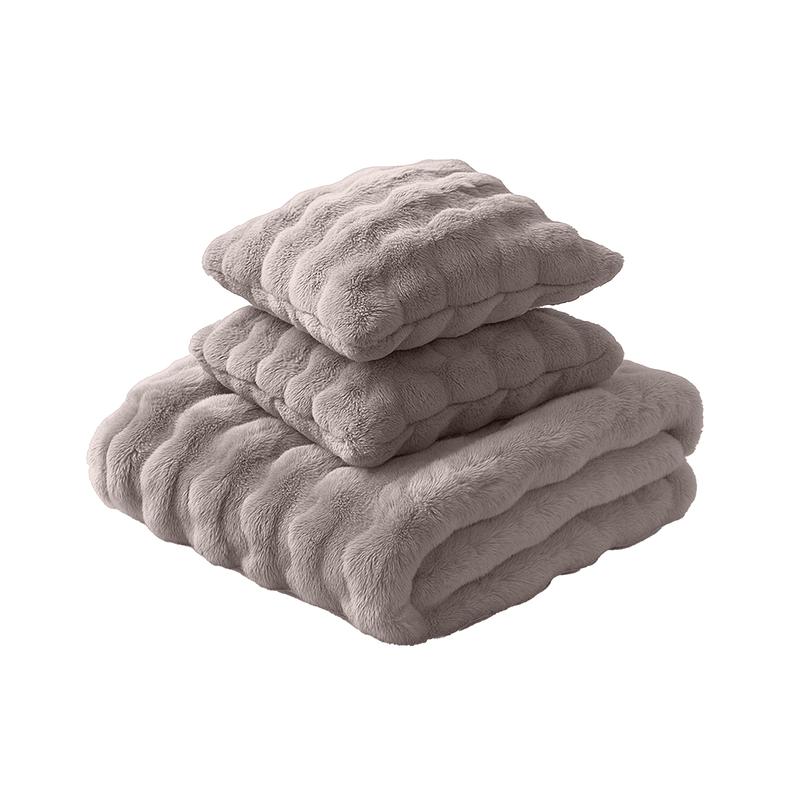 Pom Pom Fur plaid met kussens - taupe - 2