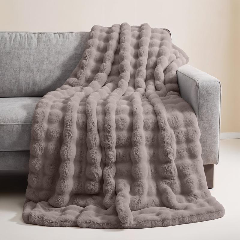 Pom Pom Fur plaid met kussens - taupe - 5