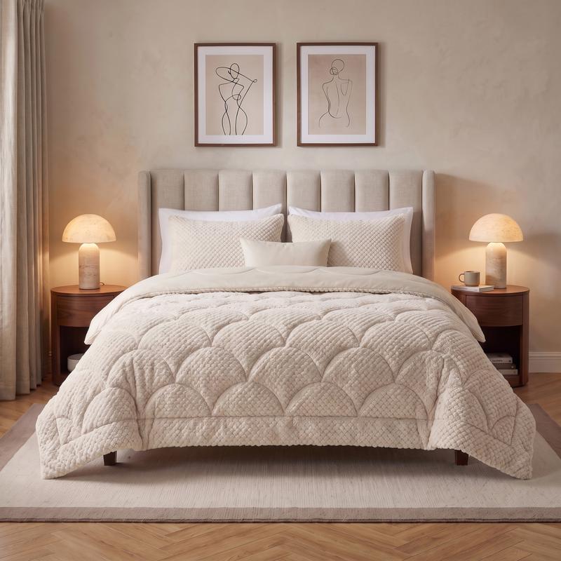 Lazy all-in-one dekbed Teddy fur - beige - 1
