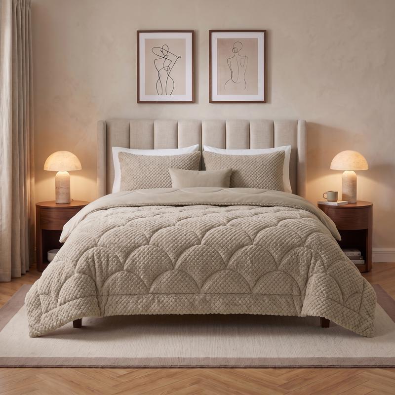 Lazy all-in-one dekbed Teddy fur - taupe - 1