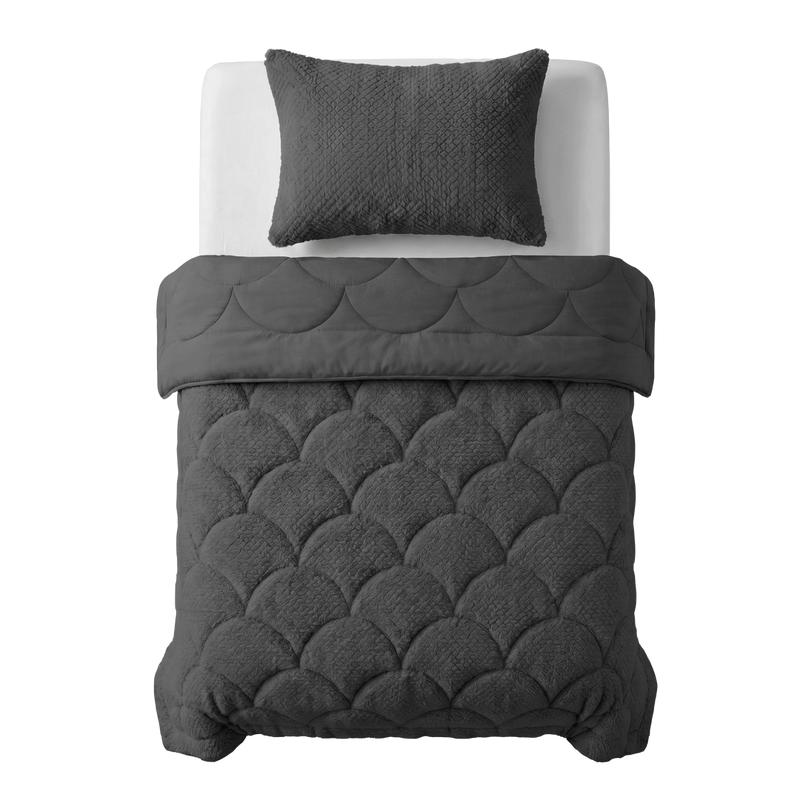 Lazy all-in-one dekbed Teddy fur - antraciet - 2
