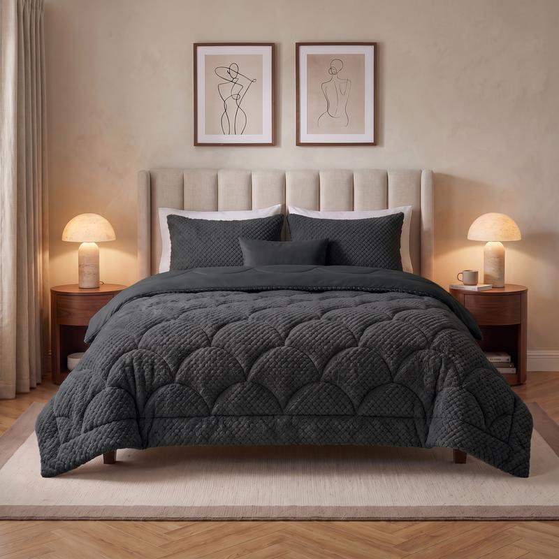 Lazy all-in-one dekbed Teddy fur - antraciet - 1