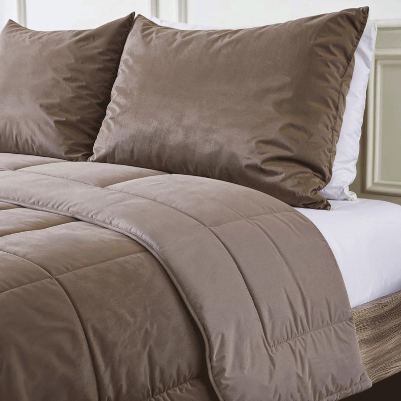 Lazy all-in-one dekbed Velvet - taupe - 4