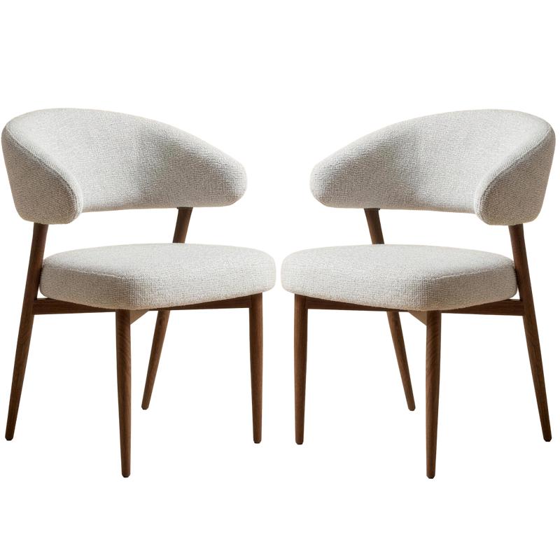 Japandi eetkamerstoelen met bouclélook - beige - 2