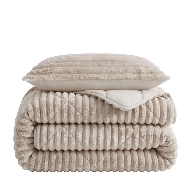 Lazy all-in-one dekbed ribstof - off white - 3