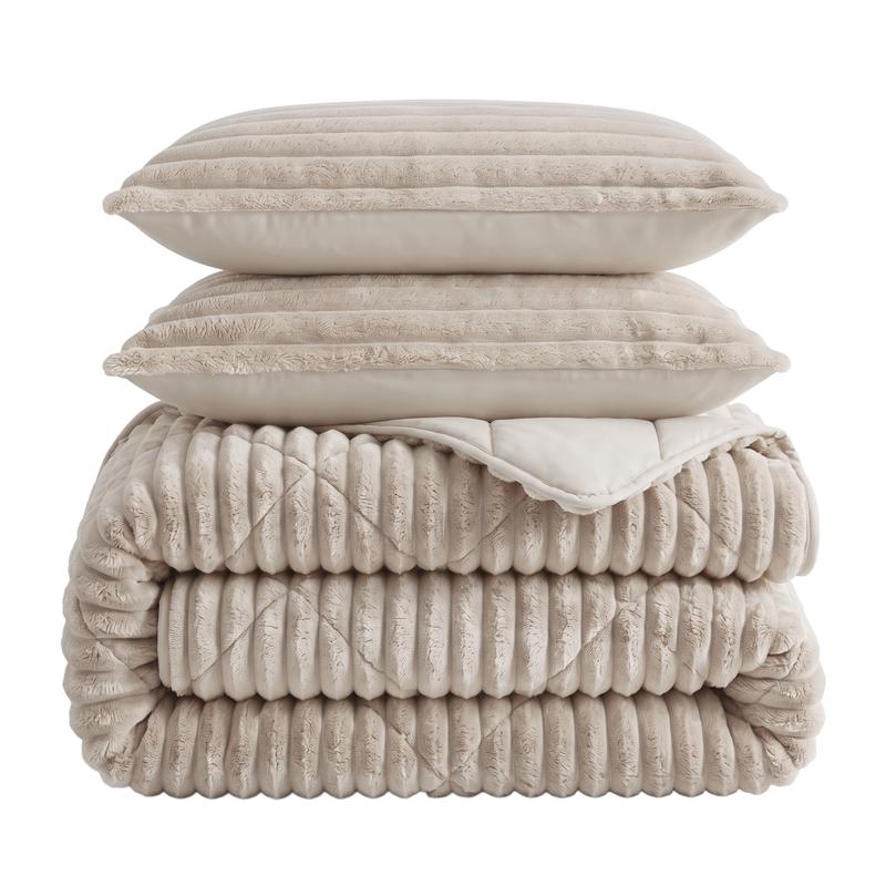 Lazy all-in-one dekbed ribstof - off white - 3