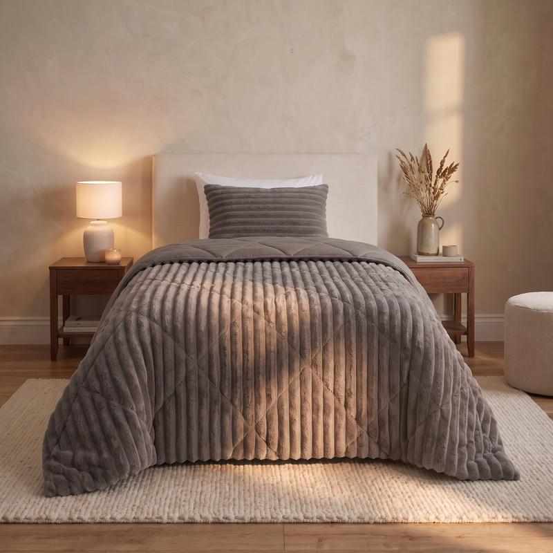 Lazy all-in-one dekbed ribstof - donkerbruin - 1
