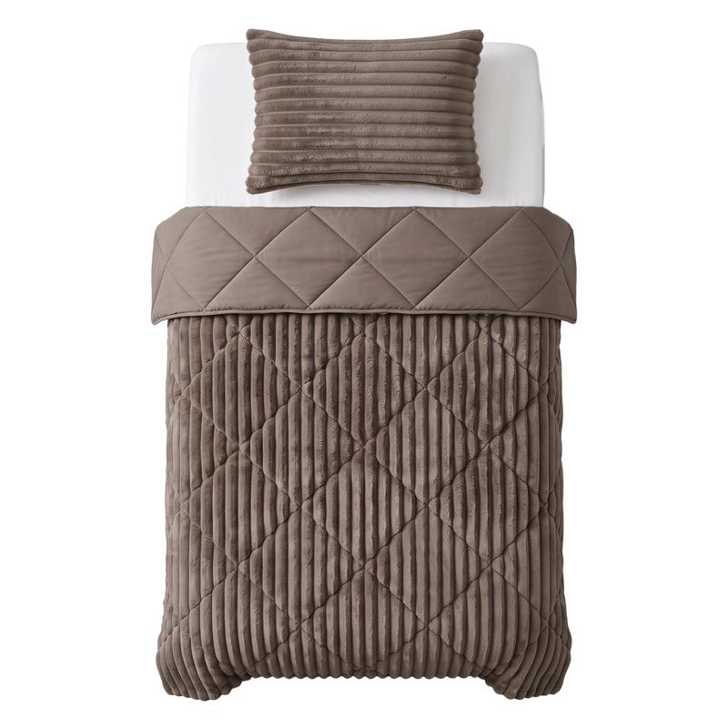Lazy all-in-one dekbed ribstof - donkerbruin - 2