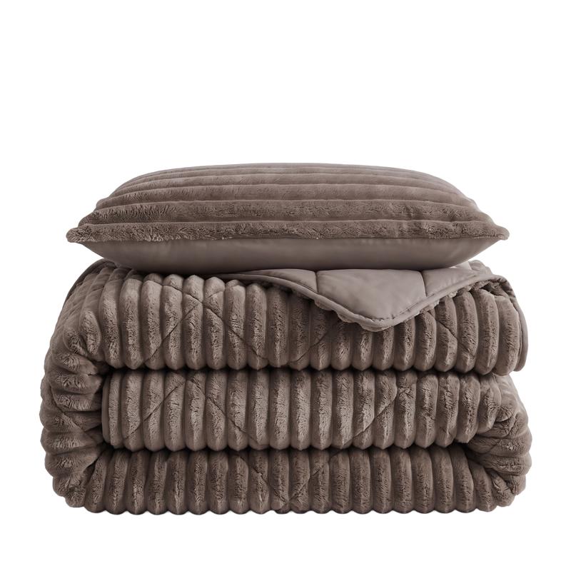 Lazy all-in-one dekbed ribstof - donkerbruin - 3