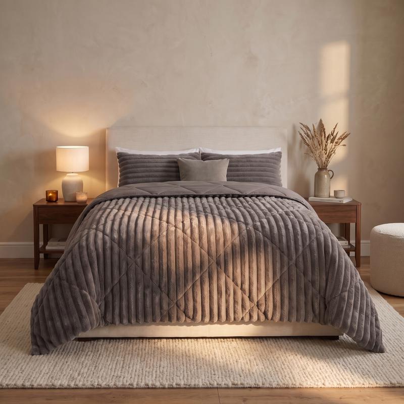 Lazy all-in-one dekbed ribstof - donkerbruin - 1
