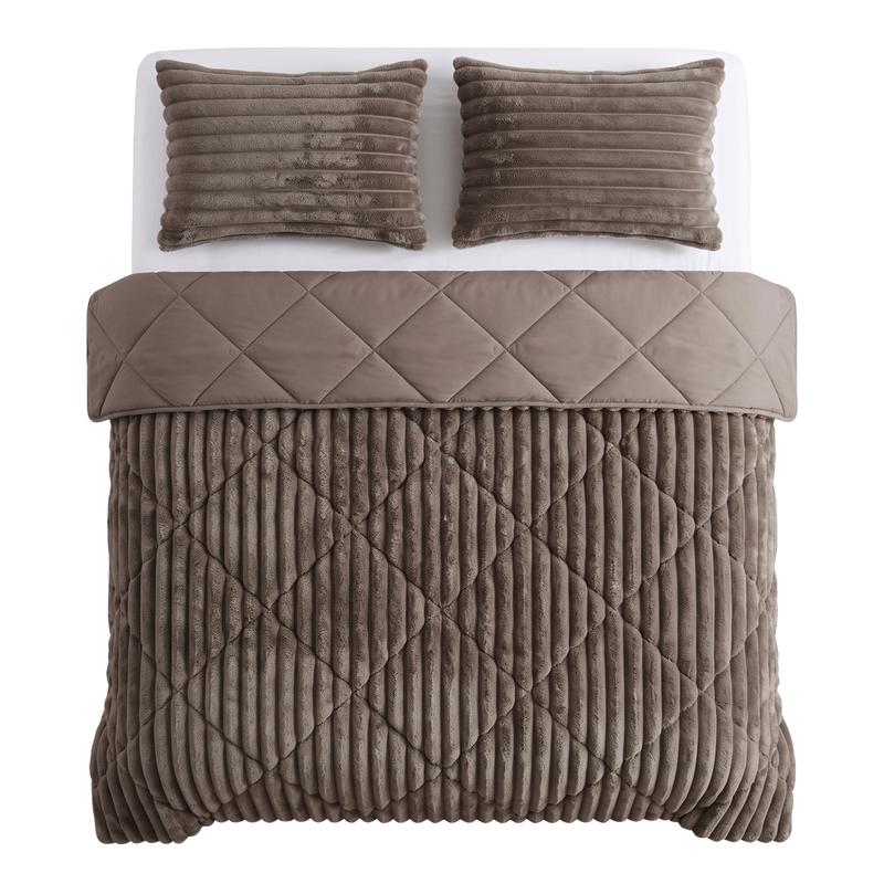 Lazy all-in-one dekbed ribstof - donkerbruin - 2