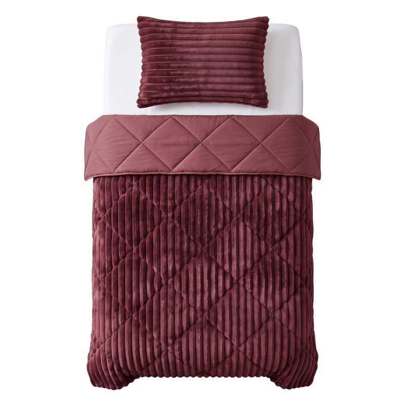 Lazy all-in-one dekbed ribstof - bordeaux - 2