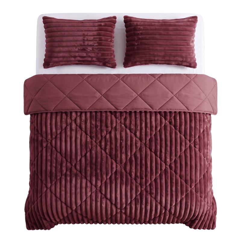 Lazy all-in-one dekbed ribstof - bordeaux - 2