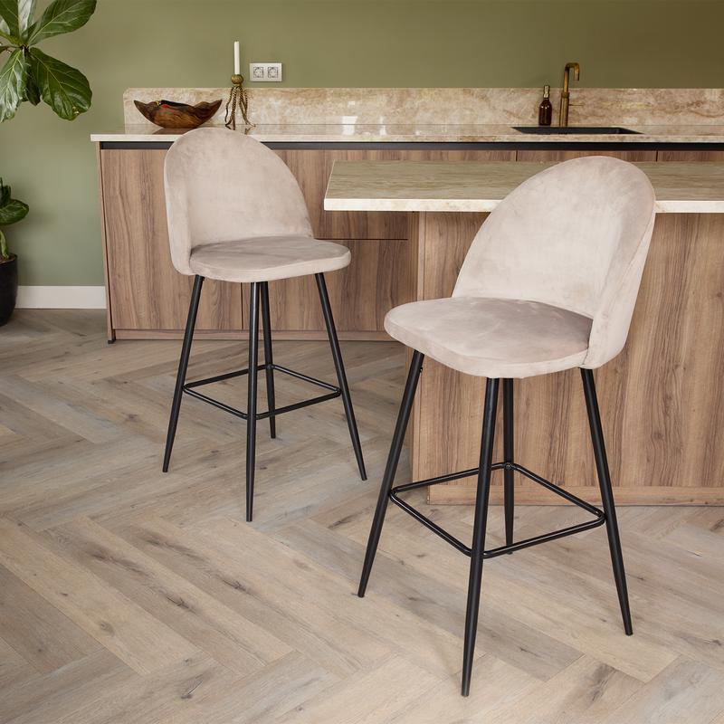 Barkruk Velvet set van 2 - Taupe - 2