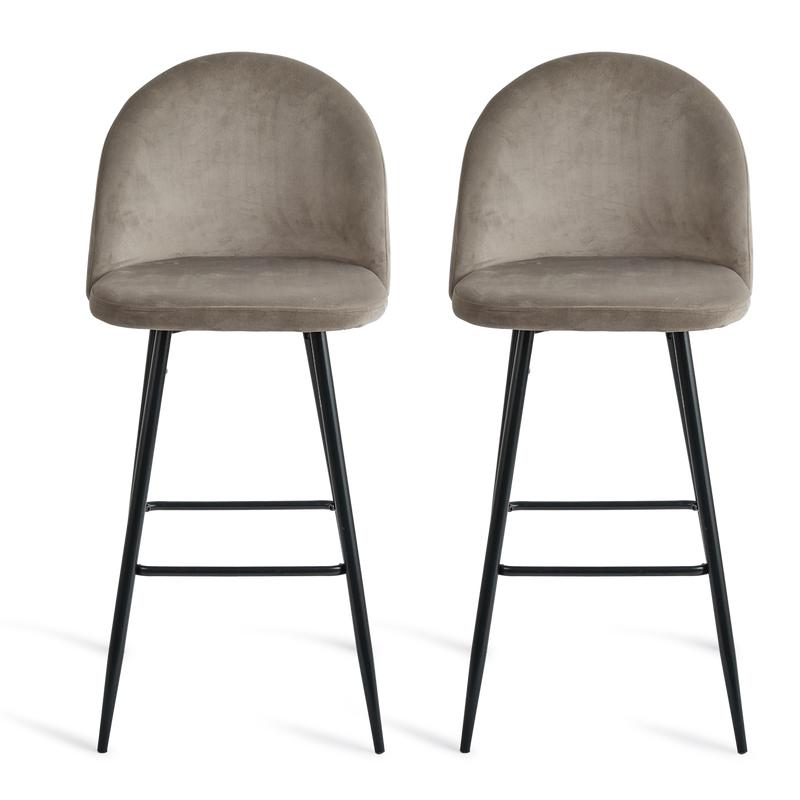 Barkruk Velvet set van 2 - Taupe - 1