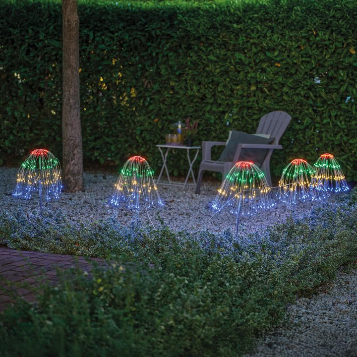 Tuinstekers kerstverlichting met buigbare takken - 5 stuks - 1