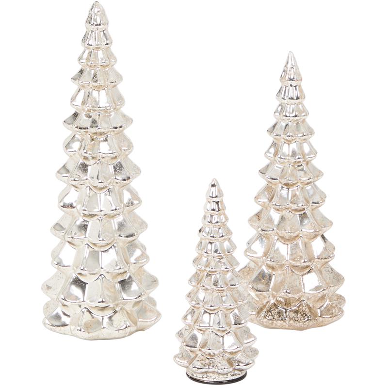 Glazen kerstbomenset met ledlampjes - 2