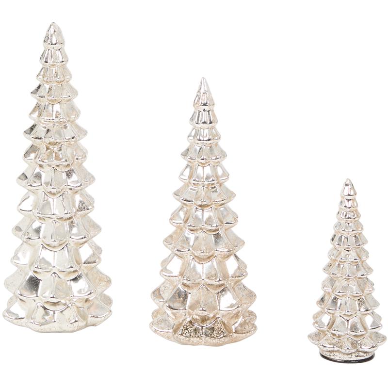 Glazen kerstbomenset met ledlampjes - 3