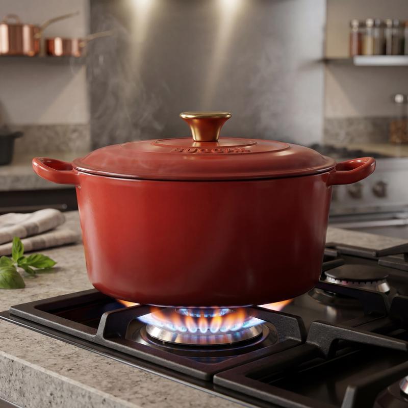 Gietijzeren braadpan - rood - 1