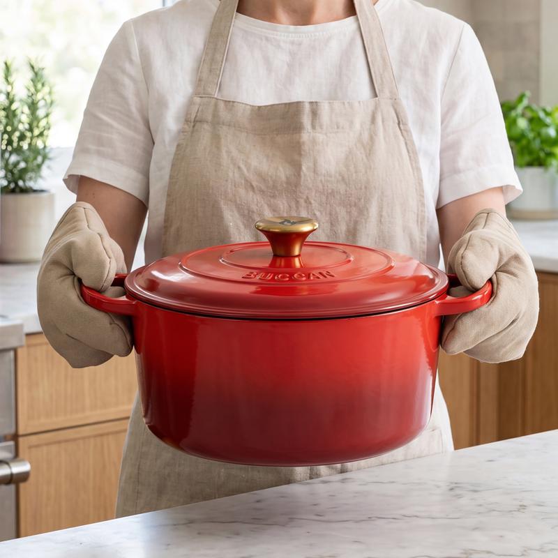 Gietijzeren braadpan - rood - 4