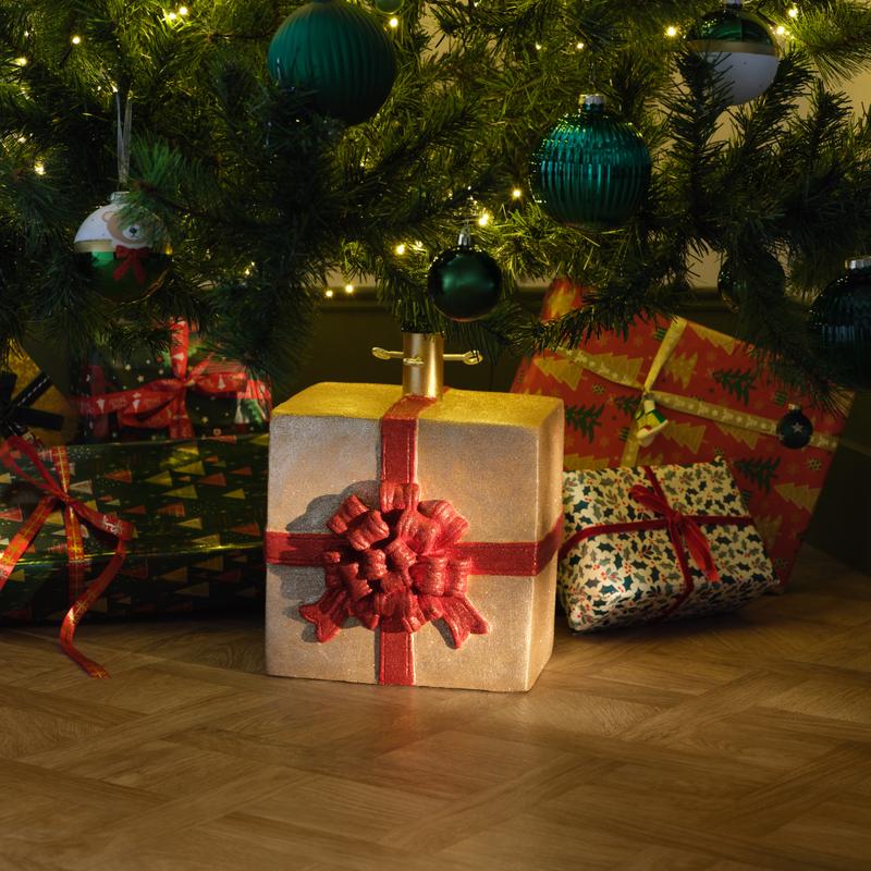 Kerstboomstandaard cadeau met strik - 1