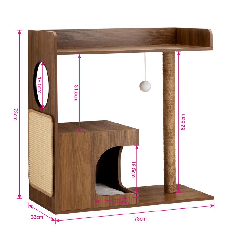 Kattenmeubel wandkast met krabpaal en huisje - 2