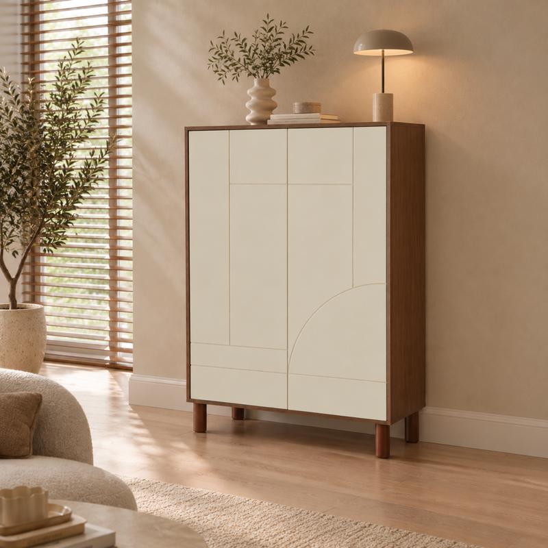 Wandkast met abstract design - beige/bruin - 1