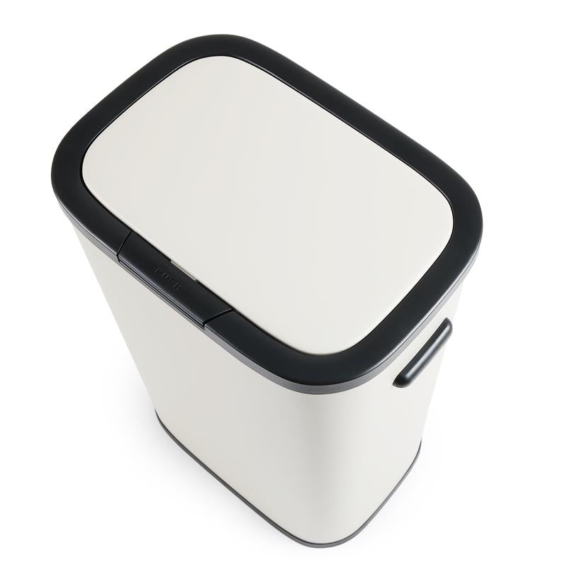 Prullenbak met drukdeksel - 60 liter - crème-wit - 10
