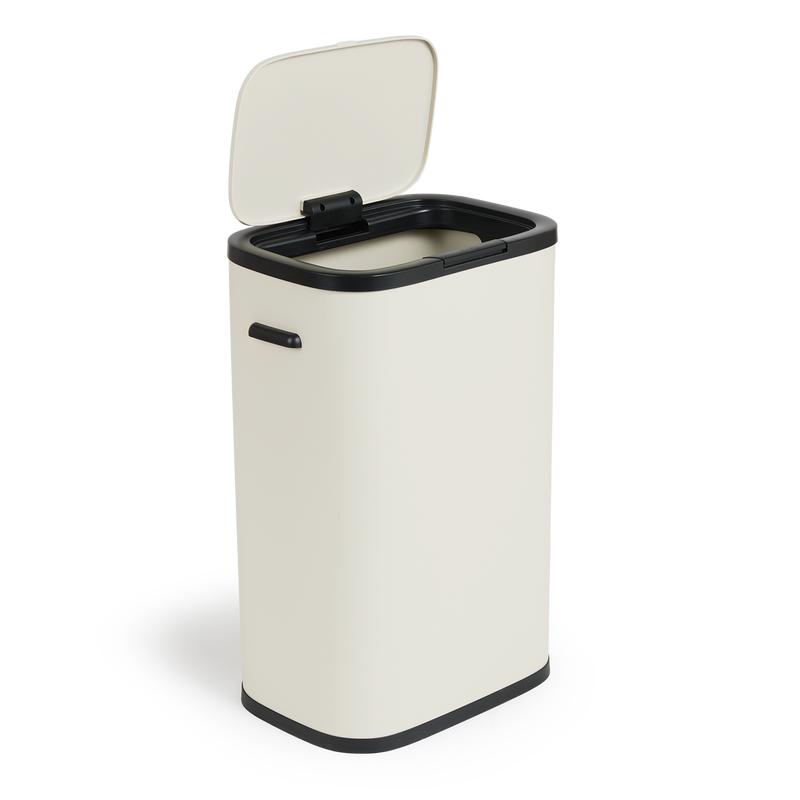 Prullenbak met drukdeksel - 60 liter - crème-wit - 6