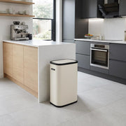 Prullenbak met drukdeksel - 60 liter - crème-wit - 1
