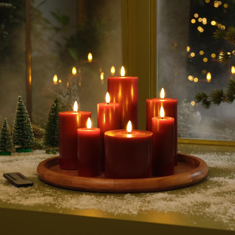 Luxe set ledkaarsen 7-delig - rood - 5