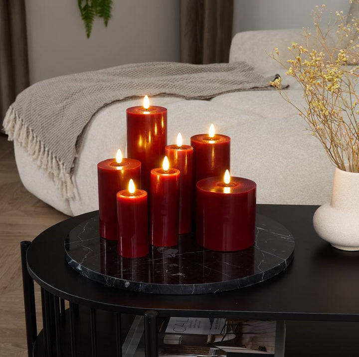 Luxe set ledkaarsen 7-delig - rood - 1