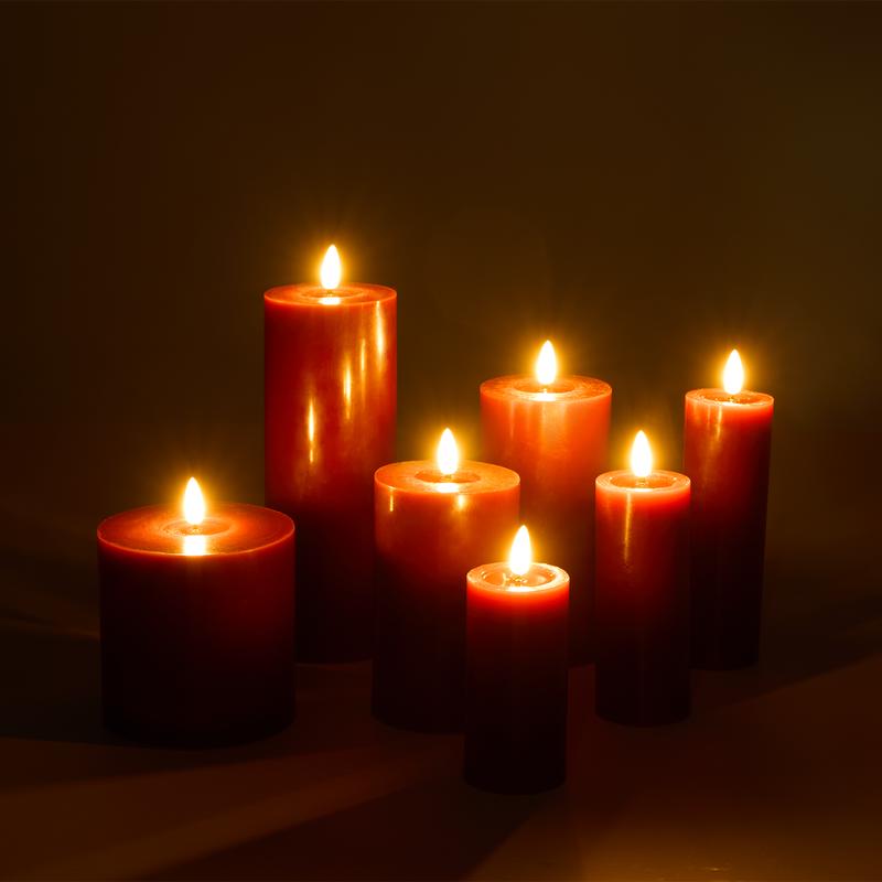 Luxe set ledkaarsen 7-delig - rood - 6