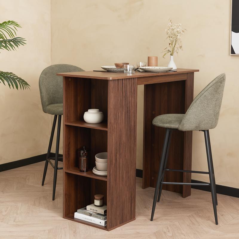 Bartafel met opbergvakken - walnootlook - 4