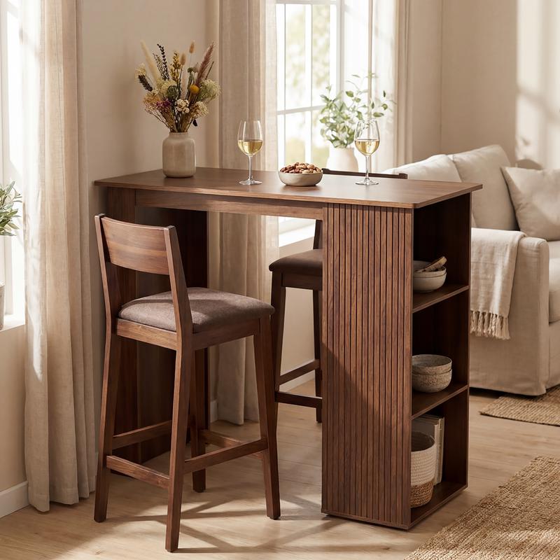 Bartafel met opbergvakken - walnootlook - 1