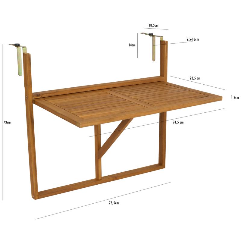 Houten balkontafel - inklapbaar - 3