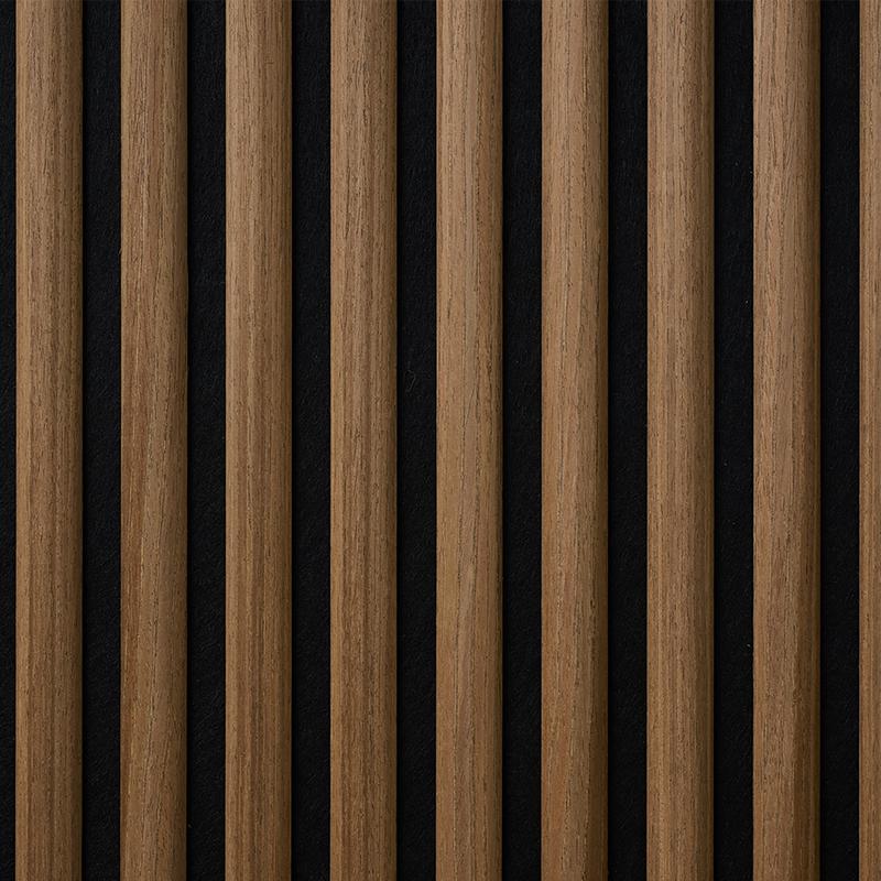 Akoestische wandpanelen met halfronde latjes - walnoot - 8