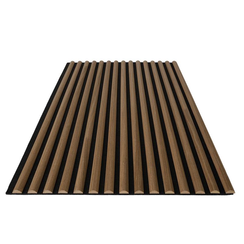 Akoestische wandpanelen met halfronde latjes - walnoot - 2